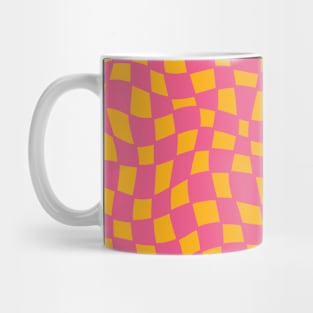 Neon Pink Orange Checker Mug